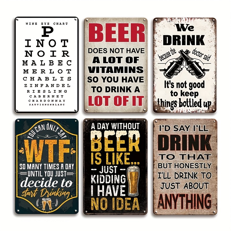 Beer And Wine Quote - 1 Pieza Letrero Metálico Vintage 2D