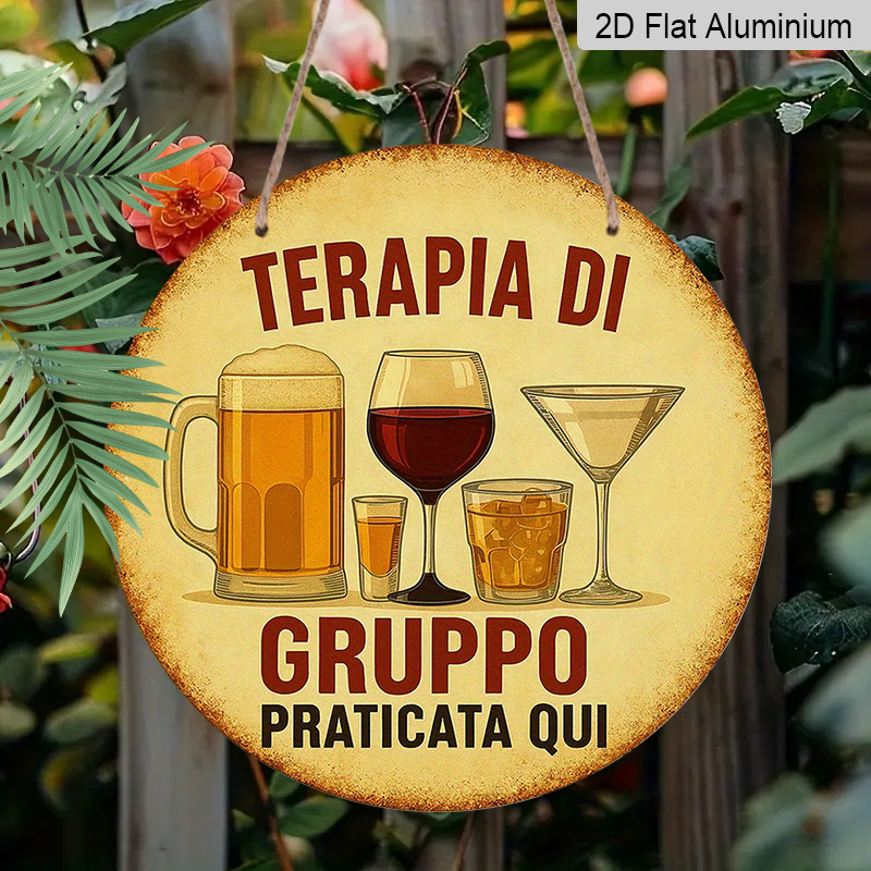 Beer And Wine Quote - Letrero Redondo de Aluminio 2D Plano,