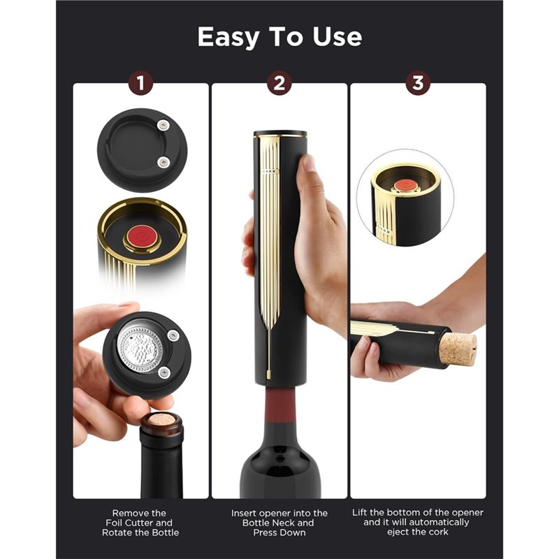 Wine Opener Electric - Sacacorchos Eléctrico Automático Eficiente, Recargable con