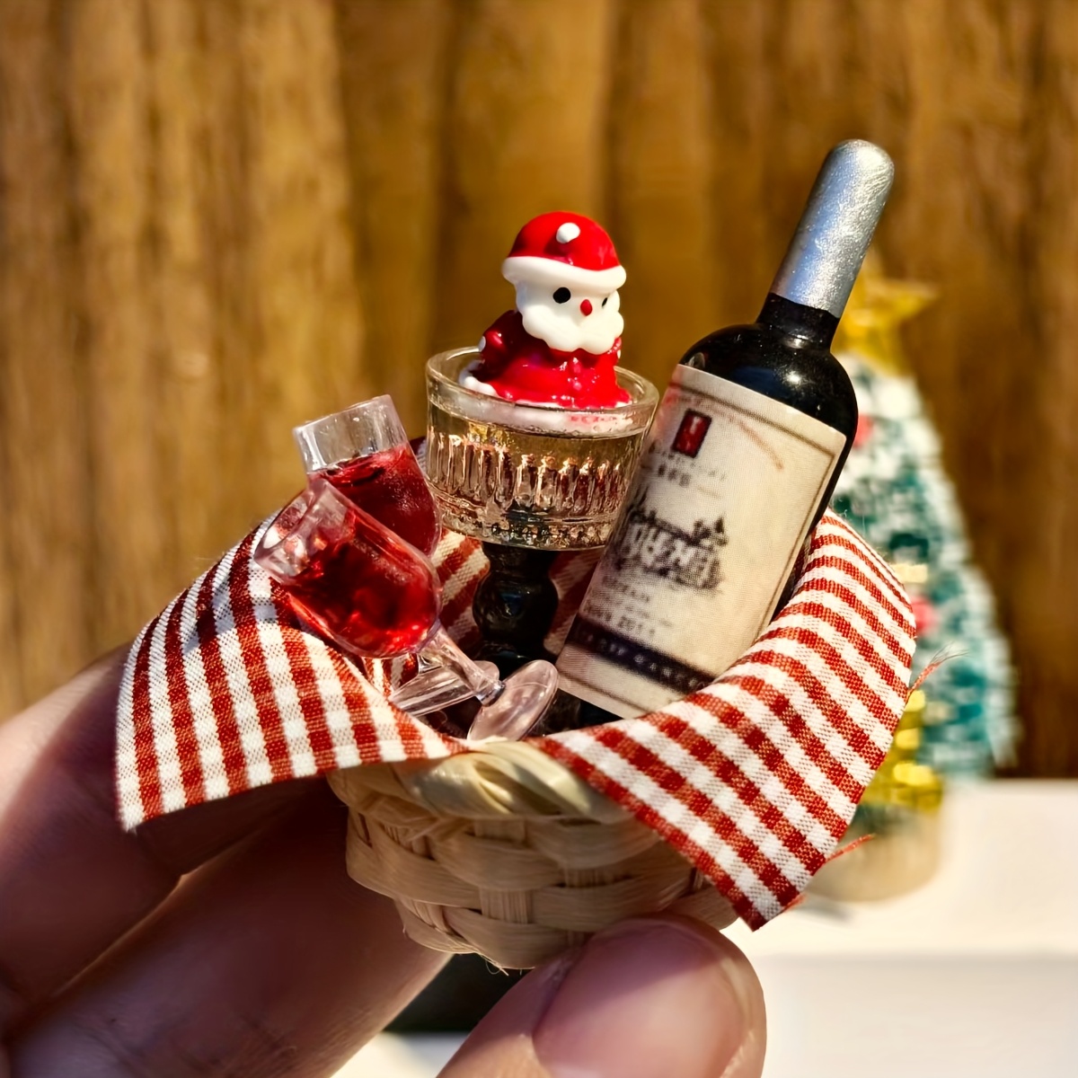 Wine Beer Bottle - Conjunto de Cesta de Vino Navideña