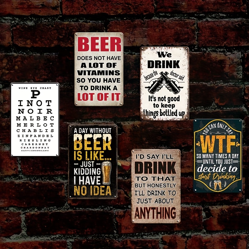 1 Pieza Letrero Metálico Vinta - Beer And Wine Quote reseña y precio