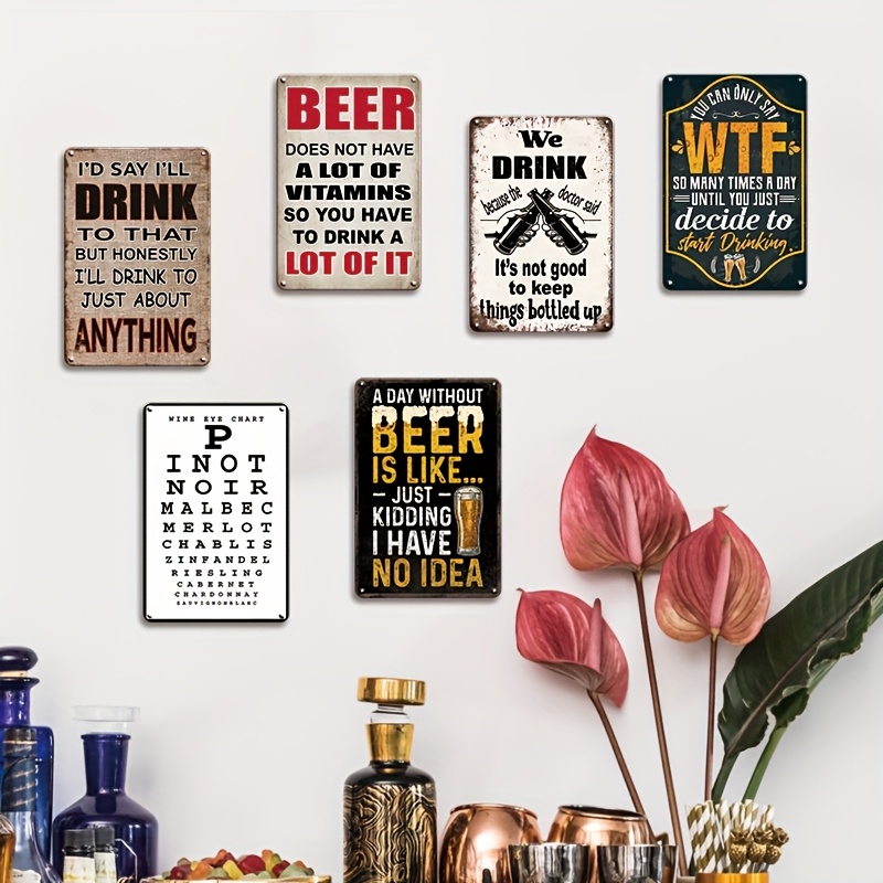 1 Pieza Letrero Metálico Vinta - Beer And Wine Quote reseña y precio