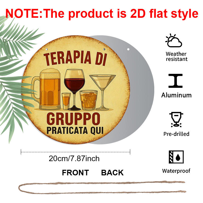 Letrero Redondo de Aluminio 2D - Beer And Wine Quote reseña y precio