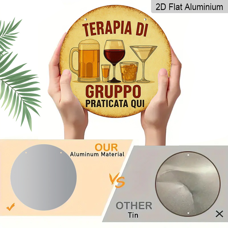 Letrero Redondo de Aluminio 2D - Beer And Wine Quote reseña y precio